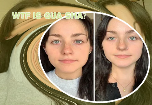 Before and after facial gua sha